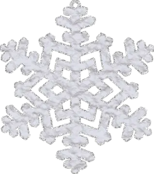 a white snowflake with silver glitters on it