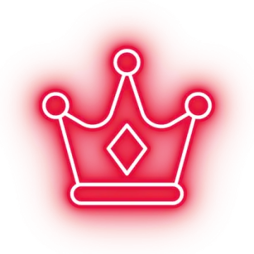 a red crown icon with a white background