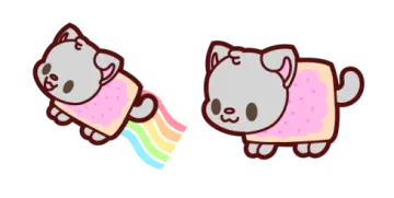 a drawing of two cats with a rainbow sticker