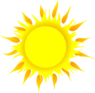 a yellow sun on white background