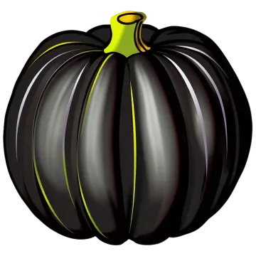 a black pumpkin on a white background