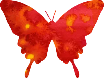 a red butterfly with yellow spots