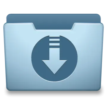 a blue folder icon with an arrow