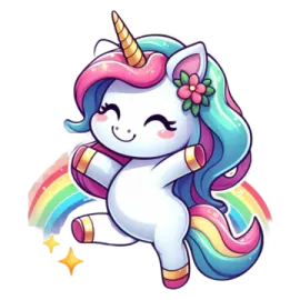 a cute little unicorn with a rainbow mane