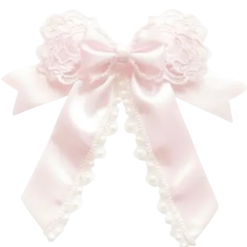 a pink bow with pearls on it
