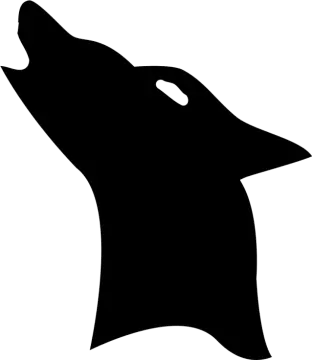 a wolf head silhouetted on a white background