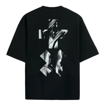 a black t - shirt with an image of a woman's face