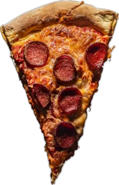 a slice of pepper pizza on a white background