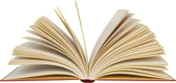 an open book on a white background