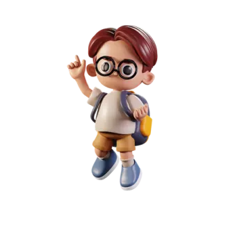 a little boy with glasses and a backpack