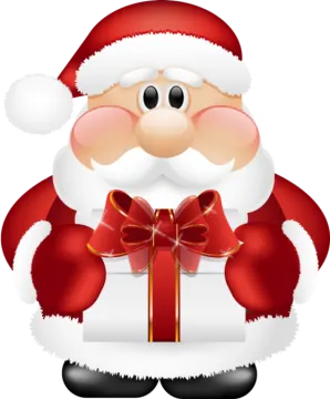 a santa claus holding a gift box