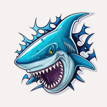 a shark with its mouth open and teeth out