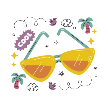 a pair of sunglasses with stars and cons around them