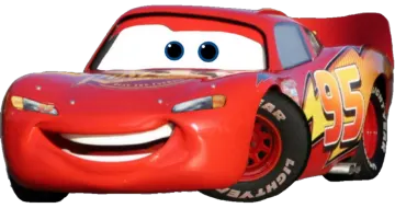 a red car with a smiling face