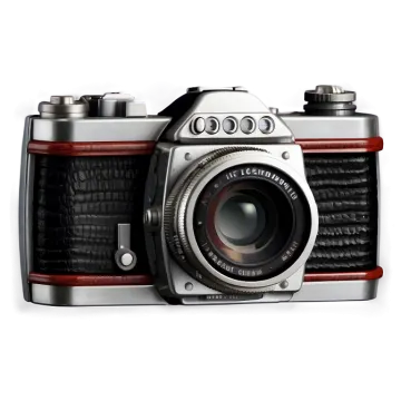 an old camera with a red leather case