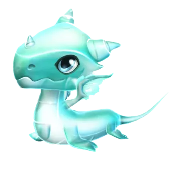 a blue and white dragon with big eyes