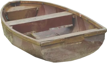 an old wooden boat on a white background