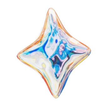 a blue and orange glass star orname