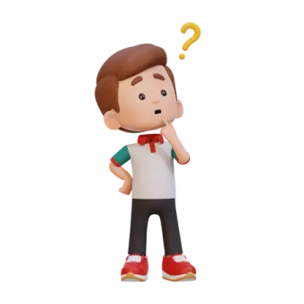 a cartoon character with a question sign on his head