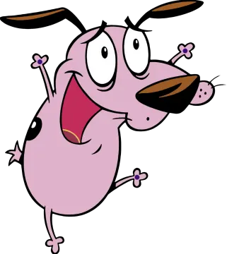 a cartoon dog jumping with its mouth open