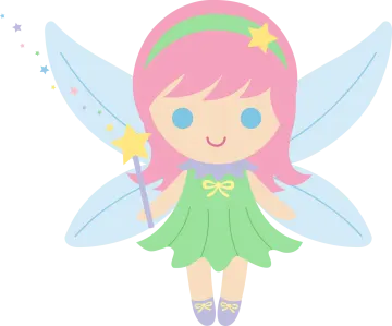 a cute little fairy with pink hair and green dress