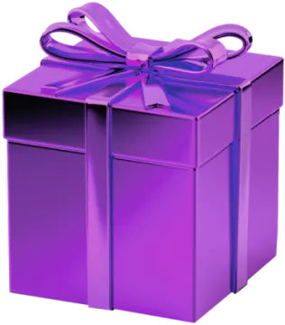 a purple gift box with a bow