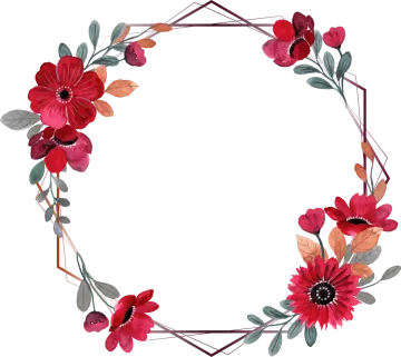 a floral wreath with red flowers and leaves