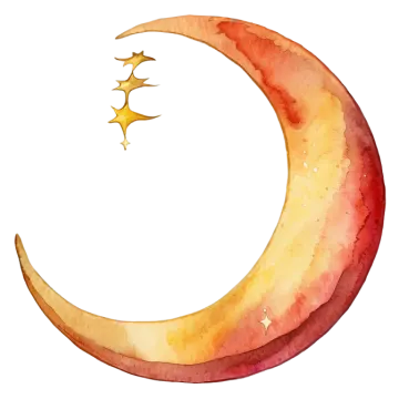 a watercolor drawing of a crescent moon