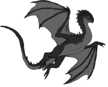 a black and white drawing of a dragon