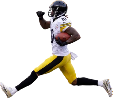 a man running with a football in his hand