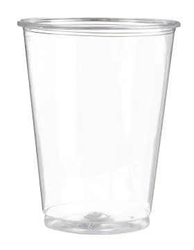 a clear plastic cup on a white background
