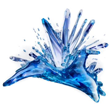 a blue and white glass object on a white background