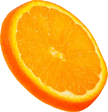 a slice of orange on a white background