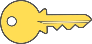 a yellow key with a white background