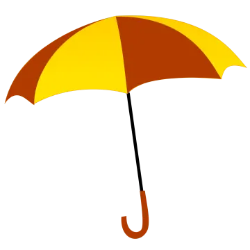 a yellow umbrella on a white background