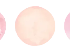 three pink and white watercolor circles