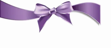 a purple ribbon with a bow on it