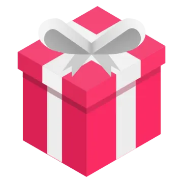 a red gift box with a white bow