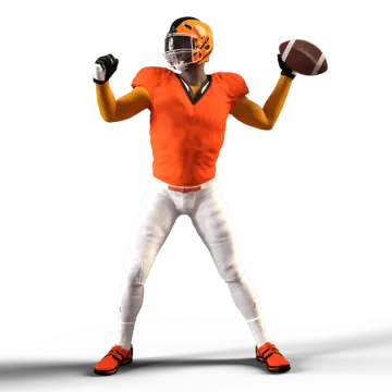 a man in an orange uniform holding a football ball