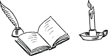 an open book and a candle on a table