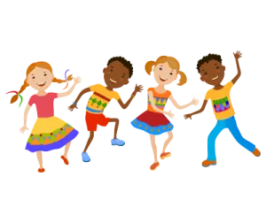 a group of children dancing together