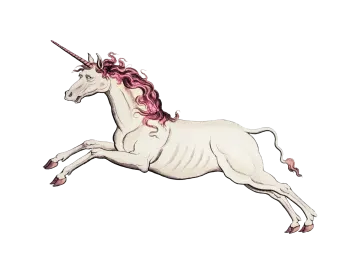 a drawing of a unicorn with pink hair