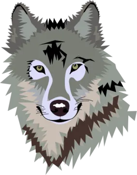 an illustration of a wolf's face