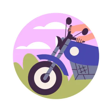 a person riding a motorcycle on a white background