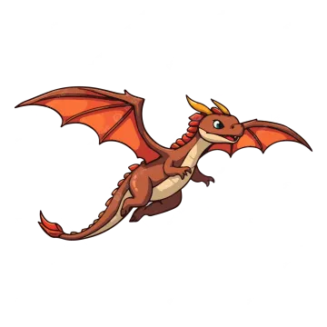 a cartoon dragon flying in the air