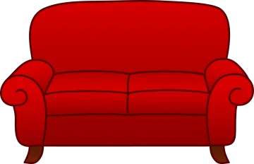 a red couch clipart