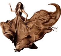 a woman in a brown dress is dancing
