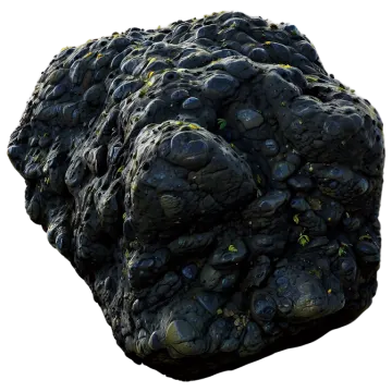 a large rock covered in black rocks