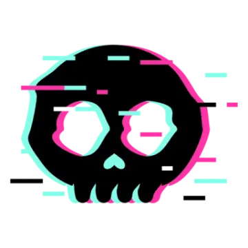a skull with pink and blue stripes