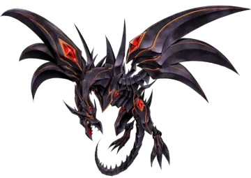 an image of a black dragon with red eyes
